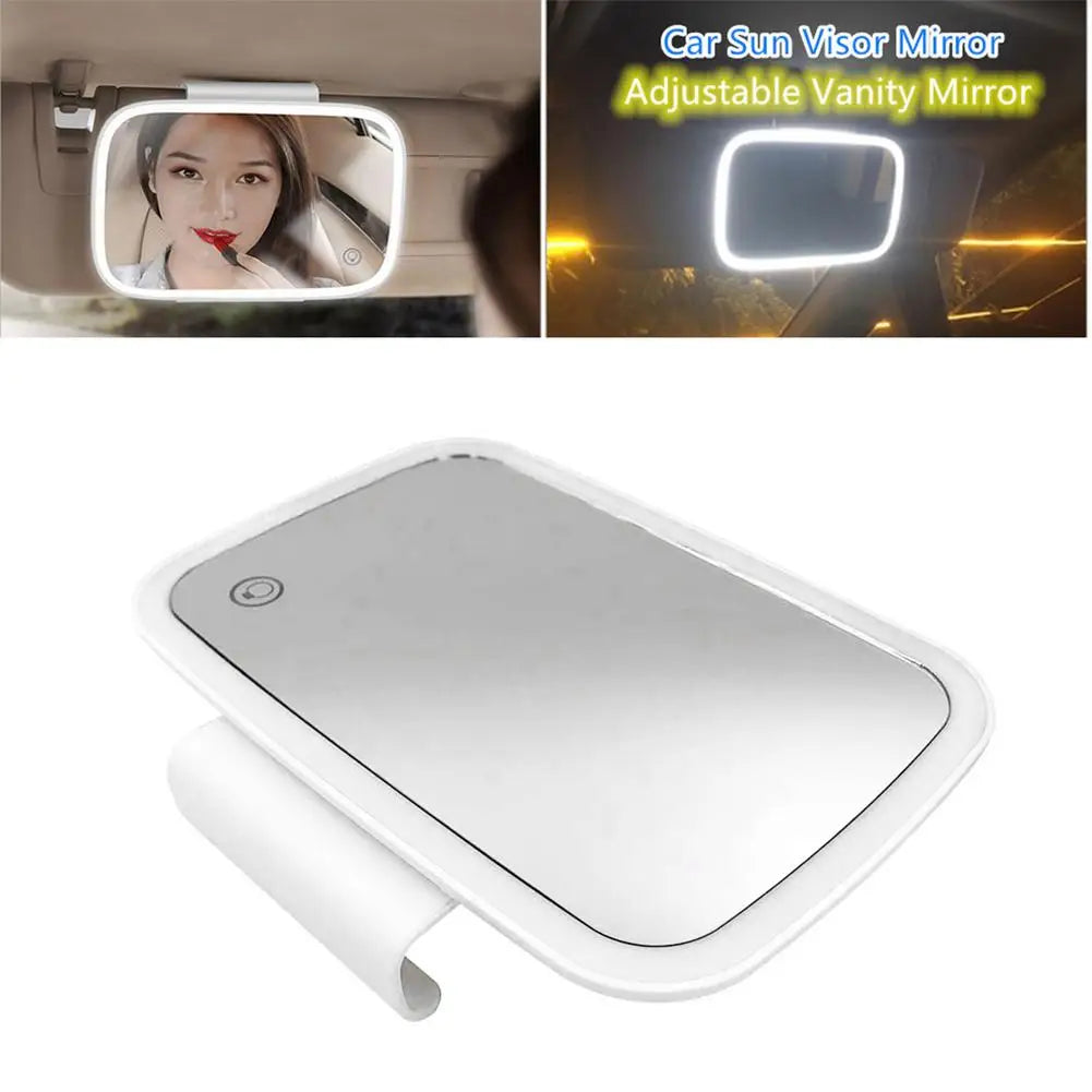 Wireless Charging Car Vanity Mirror Sun Visor Mirror Led Touch Switch Makeup Mirror 3 Lighting Mode Car Back Seat Rear Mirror